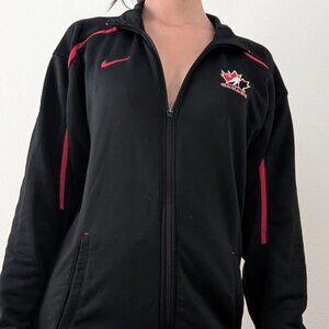 nike black and red athletic canada zip jacket